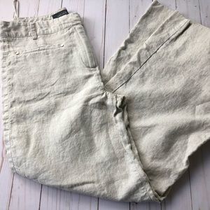 100% Pure Linen Flare Pants Flax Color